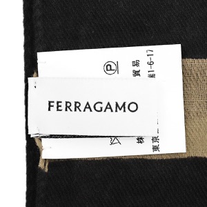 フェラガモ ストール/マフラー メンズ 大判 ブラック&ストーンベージュ 520122 NERO STONE 0776155 SALVATORE FERRAGAMO