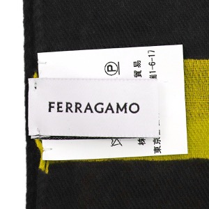 フェラガモ ストール/マフラー メンズ 大判 ブラック&ジャッロイエロー 520122 NERO GIALLO 0776157 SALVATORE FERRAGAMO