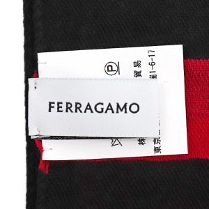 フェラガモ ストール/マフラー メンズ 大判 ブラック&ロッソレッド 520122 NERO ROSSO 0776158 SALVATORE FERRAGAMO