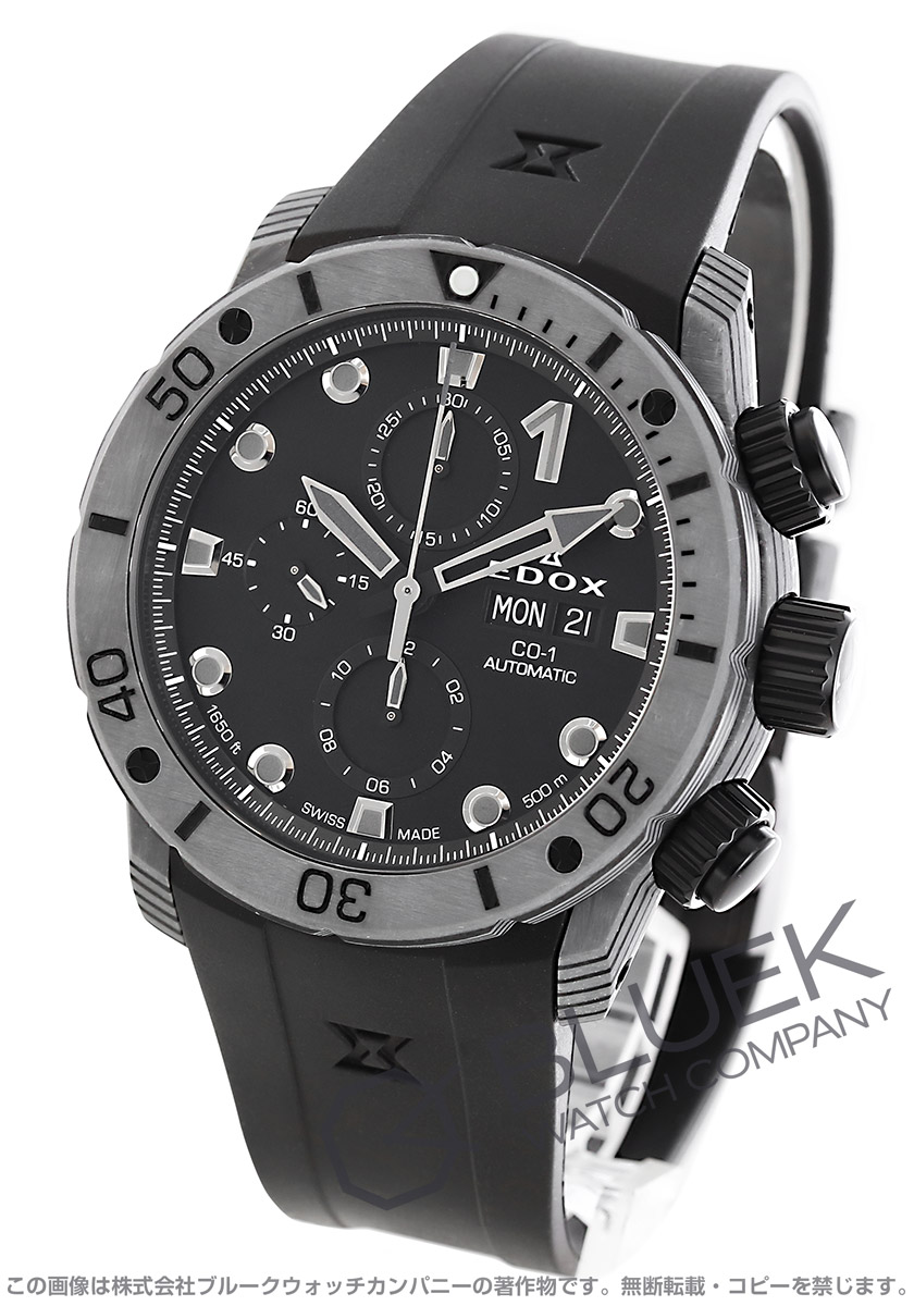 EDOX エドックス クロノオフショア1 クロノグラフ デイデイト 自動巻き メンズ 腕時計 カーボン文字盤 純正革ベルト 01114