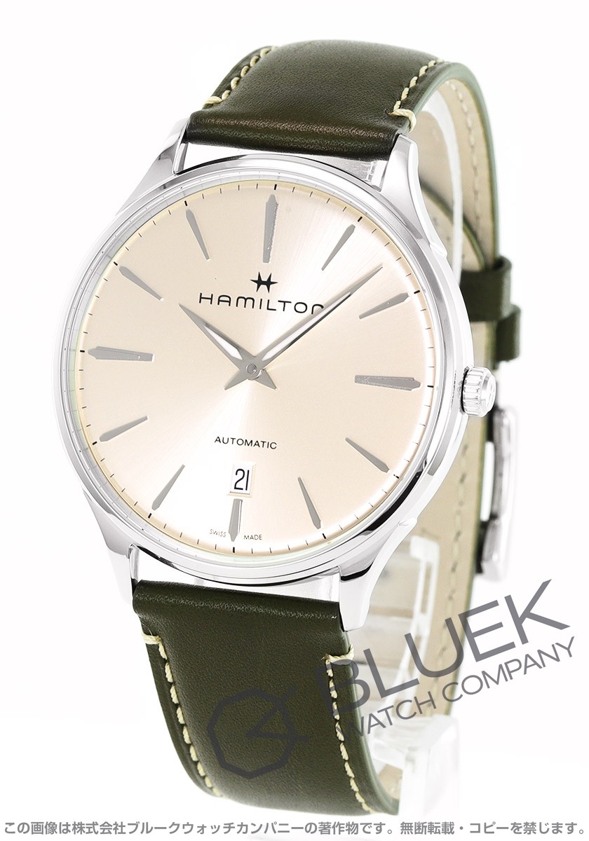 【新品】ハミルトン HAMILTON 腕時計 メンズ H38525811 ジャズマスター シンライン オート 40mm JAZZMASTER THINLINE AUTO 40mm 自動巻き（ETA 2892-A2/手巻き付） ベージュxグリーン アナログ表示