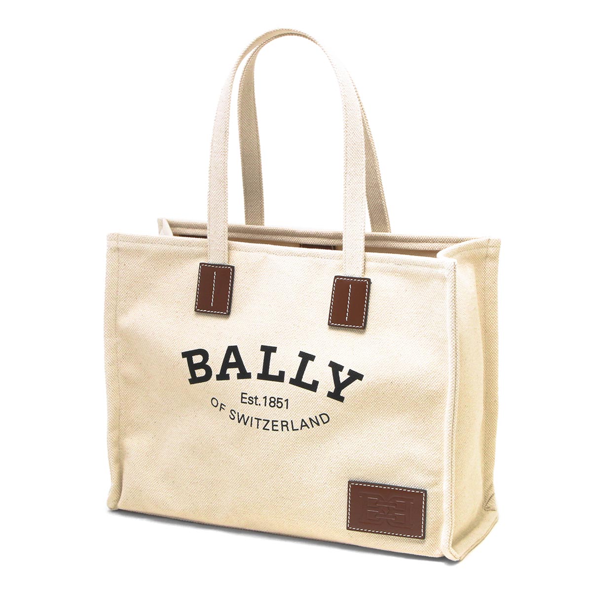 【本物保証】 バリー BALLY ロゴ トートバッグ ナイロン レザー ベージュ ホワイト