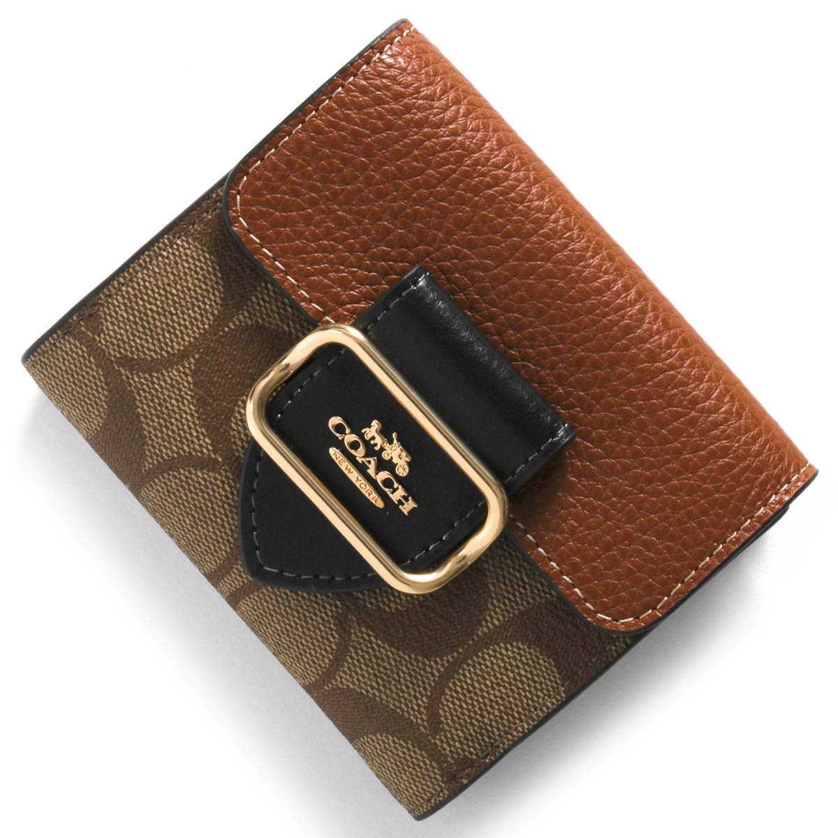 COACH 二つ折り財布C6011 カーキ×チョークマルチ シグネチャーファッション小物