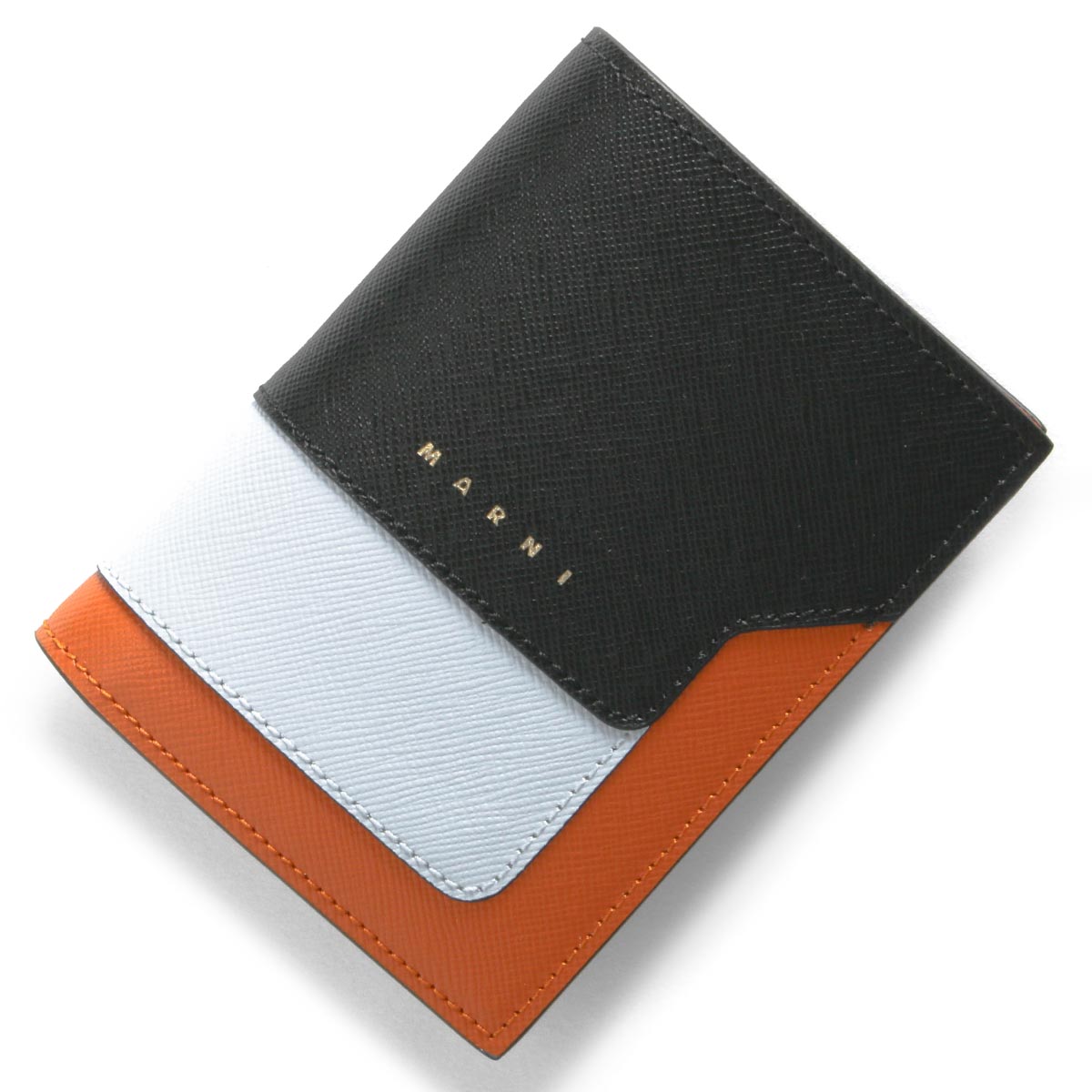 マルニ 二つ折り財布 財布 レディース ブラック&イリュージョンライト