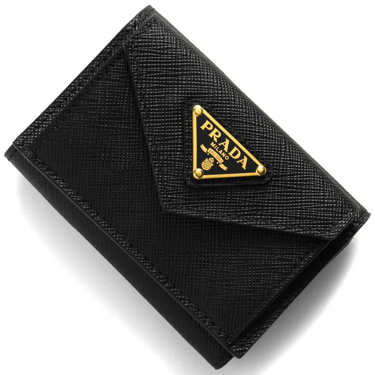 目玉商品 PRADA プラダ 三角ロゴ 三つ折り財布 ブラック 黒 