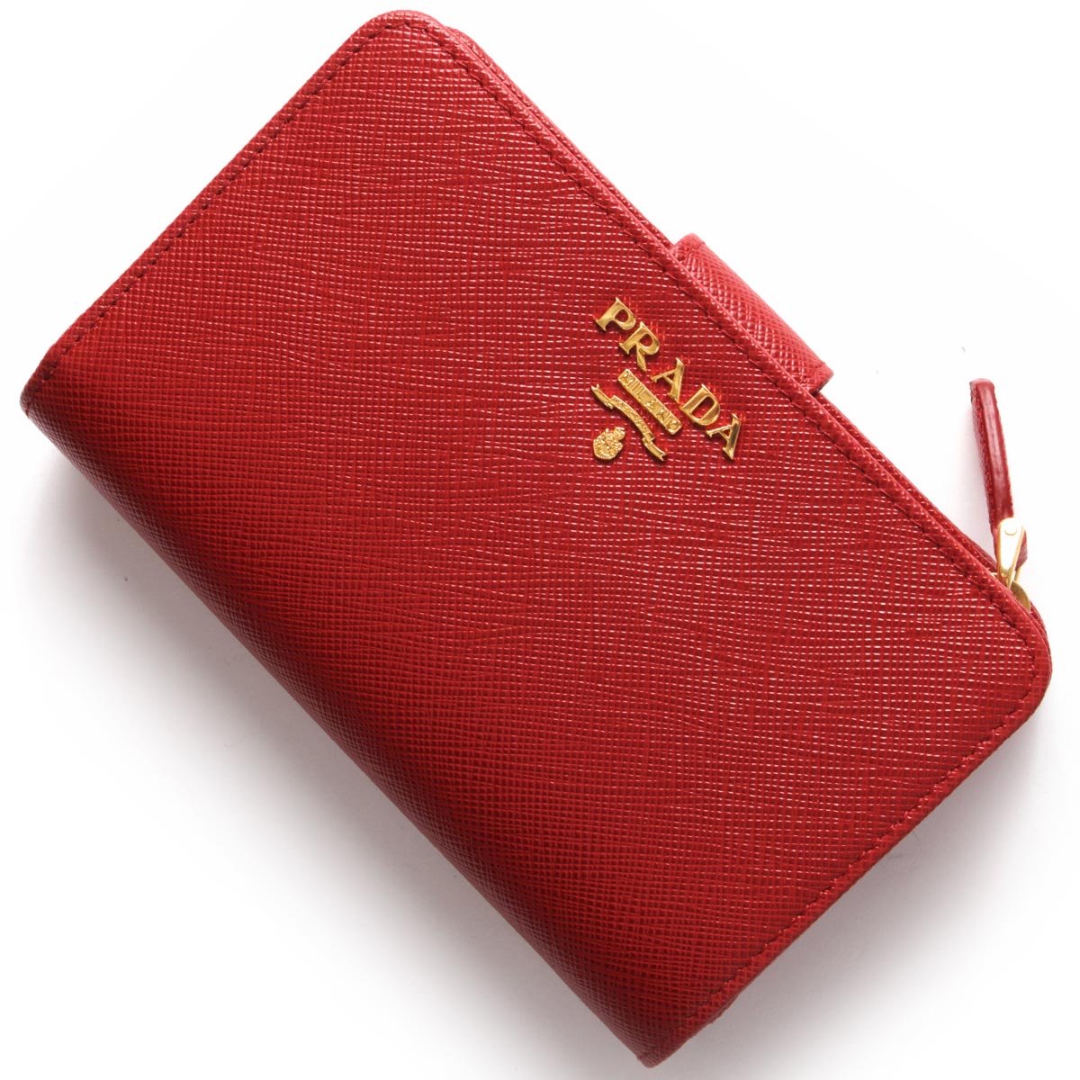 売上ランキング 付属品完備‼️美品✨プラダ 二つ折り財布 赤ロゴ