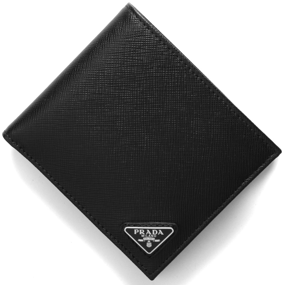 プラダ財布335【未使用級】プラダ 二つ折り財布 三角ロゴ レザー 柄 2MO008