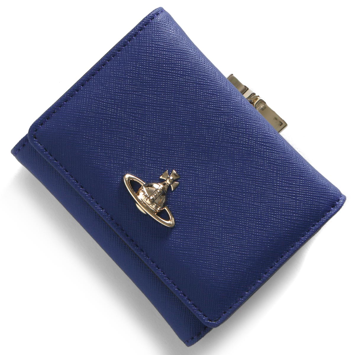 新品 ヴィヴィアン ウエストウッド Vivienne Westwood 3つ折り財布 ブルー/ライトゴールド