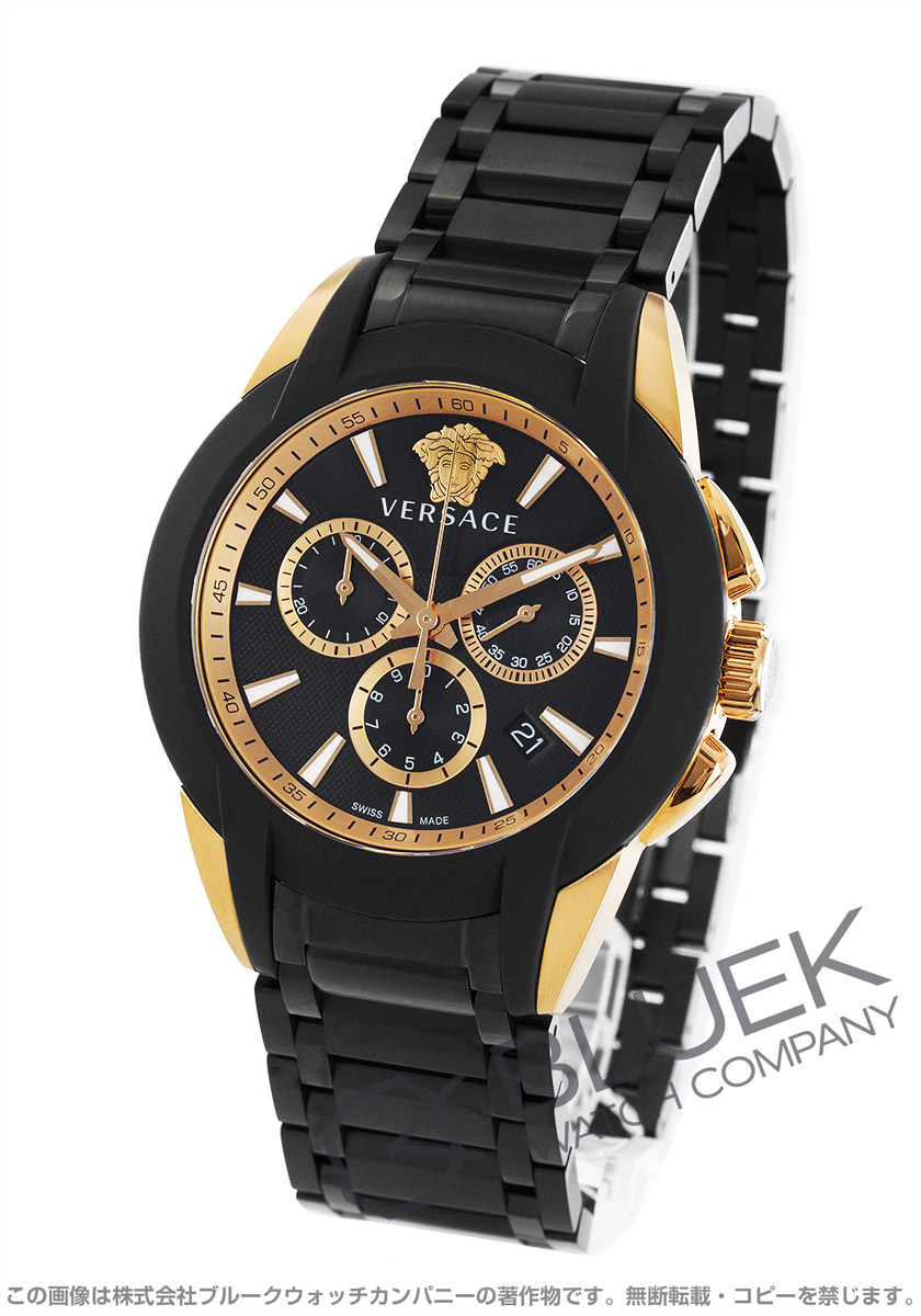 【美品】ヴェルサーチ VERSACE Versace 腕時計　クロノグラフステンレススチールレザー
