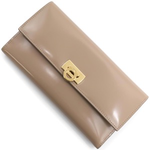 フェラガモ 長財布 財布 レディース ワンダ ガンチーニ GANCINO 三つ折り ベージュ 220433 BEIGE 0763029 SALVATORE FERRAGAMO