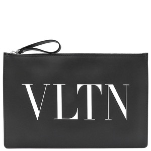 ヴァレンティノ クラッチバッグ VLTN ロゴ セカンドバッグ レザー ブラック 黒 ポーチ  WY2P0483 中古