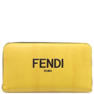 フェンディ 長財布 FENDI ロゴ ジップアラウンド ウォレット レザー イエロー 黄 ラウンドファスナー   7M0210 中古