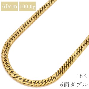 喜平 ネックレス K18 18金 60cm 100.0g 6面 ダブル K18YG ゴールド ※ショッピングローン対応していません。  中古