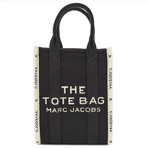 マークジェイコブス 2WAYバッグ THE JACQUARD PHONE TOTE BAG コットンキャンバス ブラック ハンドバッグ ショルダー  R3HCR027H01001 中古