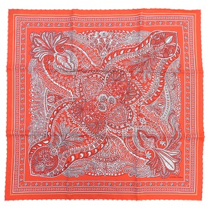 エルメス スカーフ カレ55 CARRE シルク レッド 【Le Jardin de la Maharani /マハラニの庭】  中古