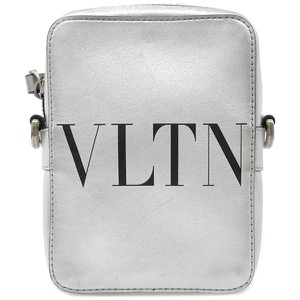 ヴァレンティノ ショルダーバッグ VLTN ロゴ レザー シルバー ミニバッグ 斜め掛け  中古