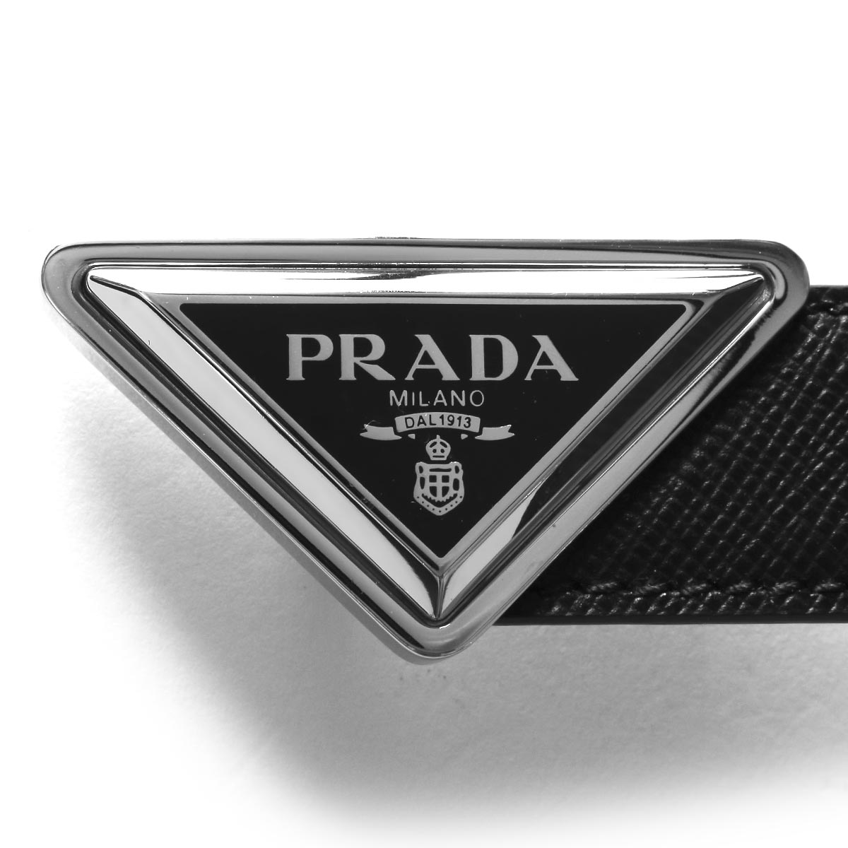 プラダ ベルト メンズ レディース サフィアーノ 三角ロゴプレート ブラック 1CC522 053 F0632 PRADA