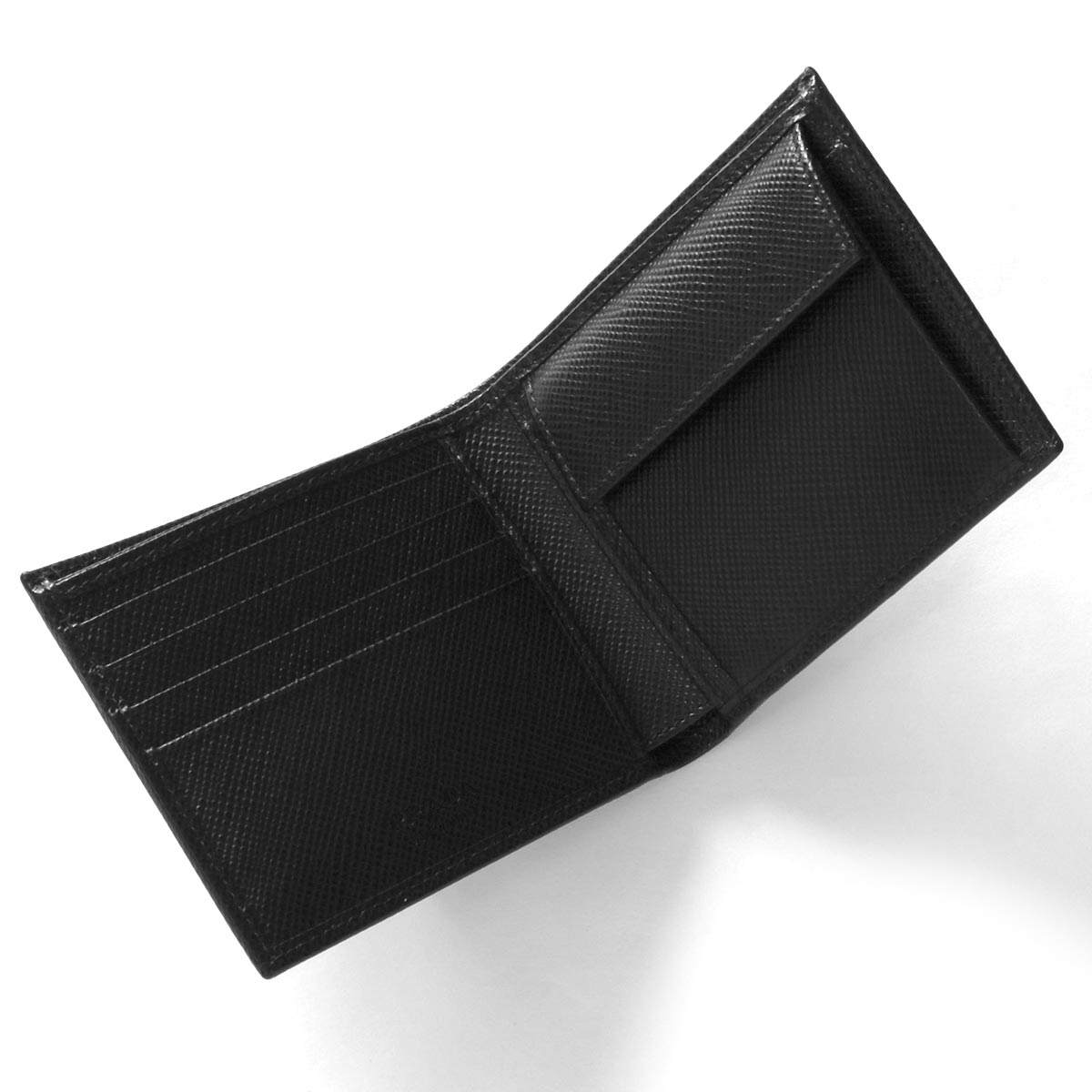 プラダ 二つ折り財布 財布 メンズ サフィアーノ キュイール ブラック