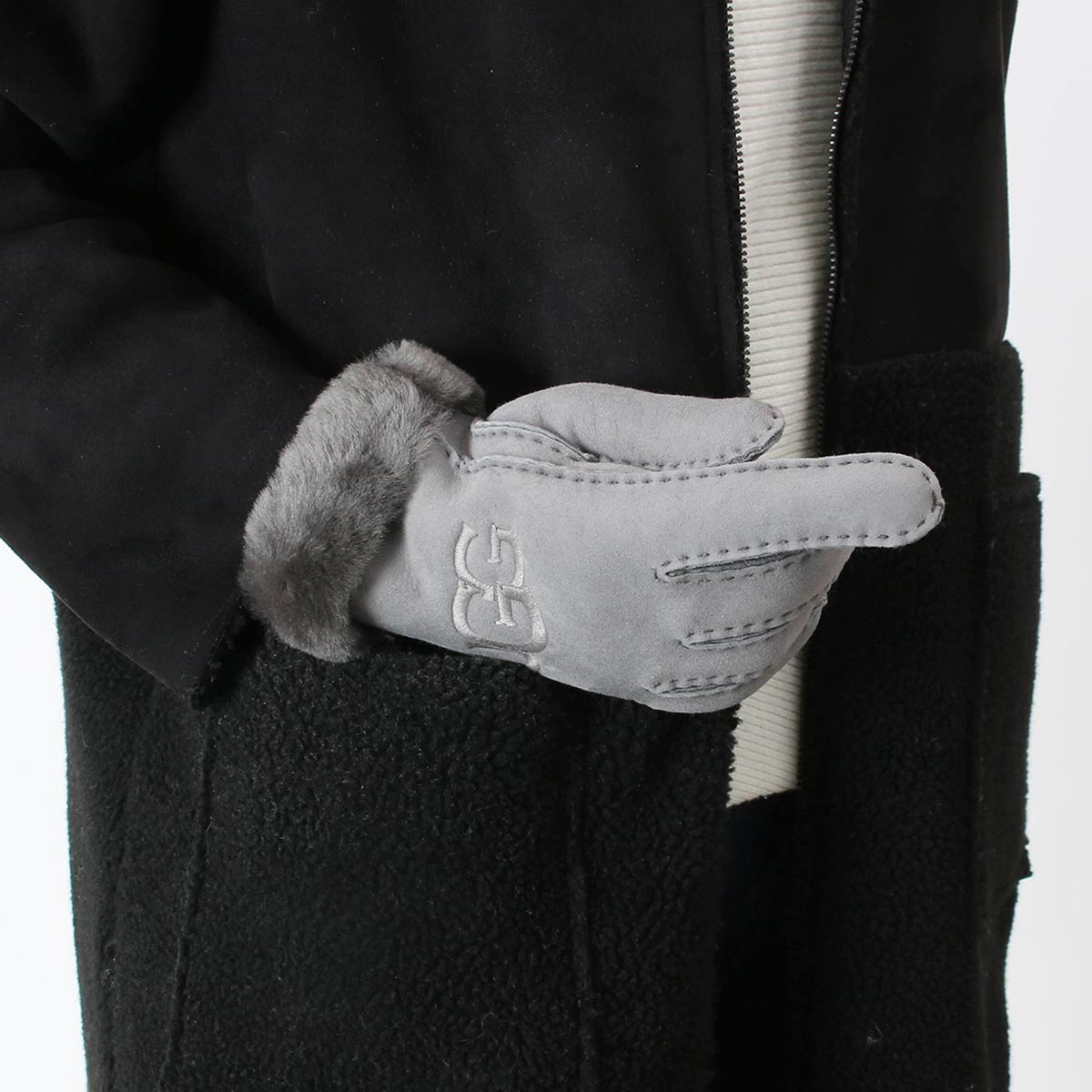 手袋 UGG 20931 SHEEPSKIN EMBROIDER ブラック S