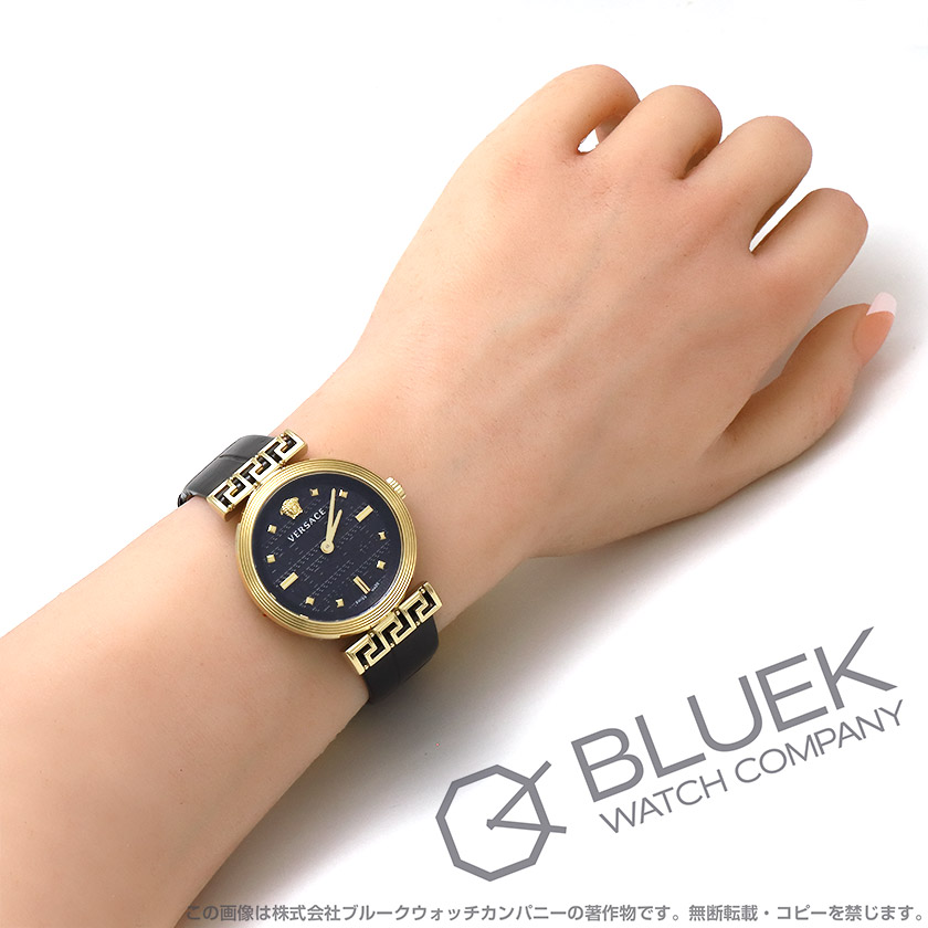 腕時計(アナログ)新品未使用☆ヴェルサーチ腕時計　黒　革ベルト